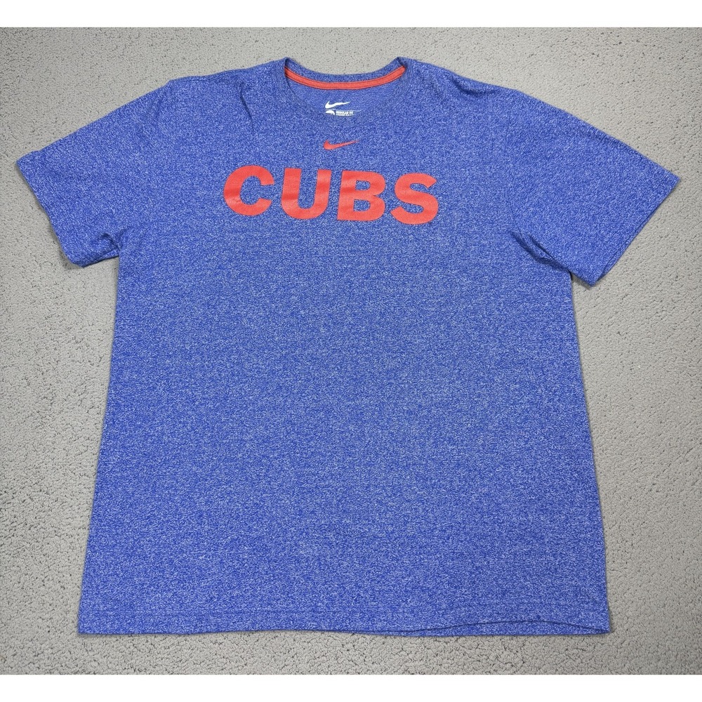 Nike‎ Chicago Cubs Shirt Mens 2XL Blue Heather MLB Baseball Short Sleeve Tee